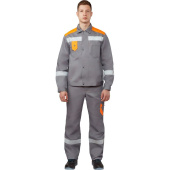 Костюм рабочий летний мужской л21-КБР с СОП серый/оранжевый (размер 52-54, рост 170-176 см)
