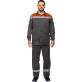 Костюм рабочий летний мужской л16-КБР с СОП серый/оранжевый (размер 44-46, рост 170-176 см)
