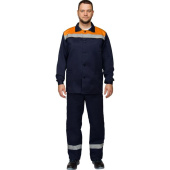 Костюм рабочий летний мужской л16-КБР с СОП синий/оранжевый (размер 64-66, рост 170-176 см)