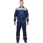 Костюм рабочий летний мужской л20-КБР с СОП синий/серый (размер 96-100  (48-50), рост 182-188)