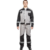 Костюм рабочий летний мужской л21-КБР с СОП серый/черный (размер 56-58, рост 182-188 см)
