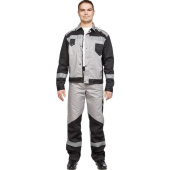 Костюм рабочий летний мужской л21-КБР с СОП серый/черный (размер 68-70,  рост 182-188)