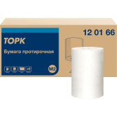 Протирочная бумага в рулонах с центральной вытяжкой Торк (Tork) 120166 M2 белая (6 рулонов по 275 метров)