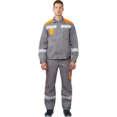 Костюм рабочий летний мужской л21-КБР с СОП серый/оранжевый (размер 48-50, рост 170-176 см)