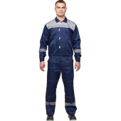 Костюм рабочий летний мужской л20-КБР с СОП синий/серый (размер 96-100  (48-50), рост 158-164)