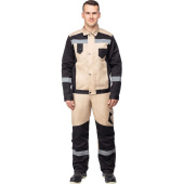 Костюм рабочий летний мужской л21-КБР с СОП бежевый/черный (размер 48-50, рост 182-188 см)