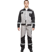 Костюм рабочий летний мужской л21-КБР с СОП серый/черный (размер 68-70, рост 194-200 см)