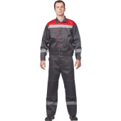 Костюм рабочий летний мужской л20-КБР с СОП серый/красный (размер 64-66, рост 194-200 см)