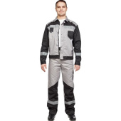 Костюм рабочий летний мужской л21-КБР с СОП серый/черный (размер 60-62, рост 158-164 см)