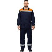 Костюм рабочий летний мужской л16-КБР с СОП синий/оранжевый (размер 52-54, рост 182-188 см)