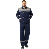 Костюм рабочий летний мужской л20-КБР с СОП синий/серый (размер 104-108  (52-54), рост 182-188)