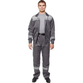 Костюм рабочий летний мужской л22-КБР с СОП темно-серый/светло-серый (размер 40-42, рост 170-176 см)