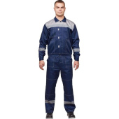 Костюм рабочий летний мужской л20-КБР с СОП синий/серый (размер 60-62, рост 182-188 см)