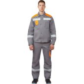 Костюм рабочий летний мужской л21-КБР с СОП серый/оранжевый (размер 56-58, рост 182-188 см)