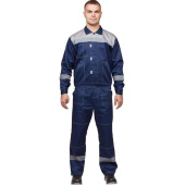 Костюм рабочий летний мужской л20-КБР с СОП синий/серый (размер 104-108  (52-54), рост 158-164)