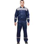 Костюм рабочий летний мужской л20-КБР с СОП синий/серый (размер 120-124  (60-62), рост 170-176)