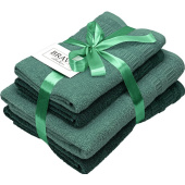 Набор полотенец махровых Памир 4 штуки 50x80 см - 2 штуки/70x130 см - 2 штуки 380 г/кв.м зеленые