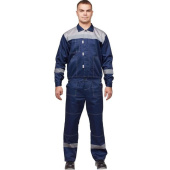 Костюм рабочий летний мужской л20-КБР с СОП синий/серый (размер 112-116  (56-58), рост 170-176)