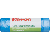 Мешки для мусора Luscan 120 л с завязками синие (ПНД 14 мкм, 10 штук)
