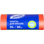 Мешки для мусора на 35 л Luscan красные (ПНД, 8 мкм, в рулоне 30 штук, 48х58 см)
