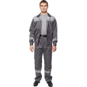 Костюм рабочий летний мужской л22-КБР с СОП темно-серый/светло-серый (размер 40-42, рост 158-164 см)