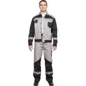 Костюм рабочий летний мужской л21-КБР с СОП серый/черный (размер 64-66, рост 170-176 см)