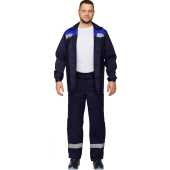 Костюм рабочий летний мужской л16-КБР с СОП синий/васильковый (размер 44-46, рост 170-176 см)