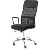 Кресло для руководителя Комус мебель Easy Chair 619 чёрное   (сетка/экокожа, хромированный)