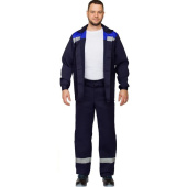 Костюм рабочий летний мужской л16-КБР с СОП синий/васильковый (размер 52-54, рост 158-164 см)