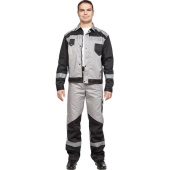 Костюм рабочий летний мужской л21-КБР с СОП серый/черный (размер 52-54, рост 170-176 см)