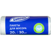 Мешки для мусора на 20 л Luscan белые (ПНД, 6 мкм, в рулоне 30 штук, 42х50 см)