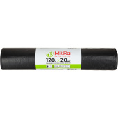 Мешки для мусора на 120 л Mitra Professional черные (ПВД, 40 мкм, в рулоне 20 штук, 70х110 см)