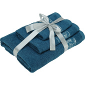 Набор полотенец махровых Bravo Снежинки 3 штуки 30х50/50х70/70х130 см 400 г/кв.м синие