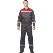 Костюм рабочий летний мужской л20-КБР с СОП серый/красный (размер 52-54, рост 194-200 см)