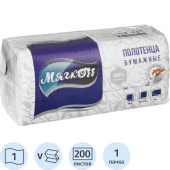 Полотенца бумажные листовые Мягкоff H3 V-сложение (ZZ) 1-слойные белые  200 листов