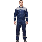 Костюм рабочий летний мужской л20-КБР с СОП синий/серый (размер 112-116  (56-58), рост 182-188)
