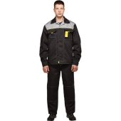 Костюм рабочий летний мужской л10-КБР черный/серый (размер 44-46, рост 170-176 см)