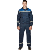Костюм рабочий летний мужской л20-КБР с СОП синий/васильковый (размер 56-58, рост 170-176 см)