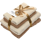 Набор полотенец махровых Памир 4 штуки 50x80 см - 2 штуки/70x130 см - 2 штуки 380 г/кв.м кремовые/бежевые