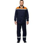 Костюм рабочий летний мужской л16-КБР с СОП синий/оранжевый (размер 48-50, рост 170-176 см)