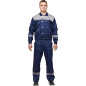 Костюм рабочий летний мужской л20-КБР с СОП синий/серый (размер 88-92  (44-46), рост 158-164)