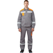 Костюм рабочий летний мужской л21-КБР с СОП серый/оранжевый (размер 48-50, рост 182-188 см)