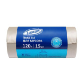 Мешки для мусора Luscan 120 л прозрачные (ПВД 40 мкм, 15 штук)