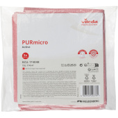 Салфетки хозяйственные Vileda Professional ПУРмикро Актив микрофибра 38x35 см 260 г/кв.м красные (5 штук в упаковке)