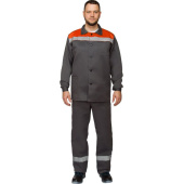 Костюм рабочий летний мужской л16-КБР с СОП серый/оранжевый (размер 52-54, рост 170-176 см)