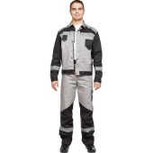 Костюм рабочий летний мужской л21-КБР с СОП серый/черный (размер 68-70, рост 170-176 см)