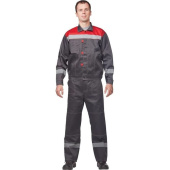 Костюм рабочий летний мужской л20-КБР с СОП серый/красный (размер 60-62, рост 194-200 см)