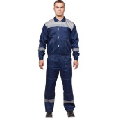 Костюм рабочий летний мужской л20-КБР с СОП синий/серый (размер 120-124  (60-62), рост 158-164)