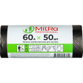 Мешки для мусора на 60 л Mitra Professional черные (ПНД, 7 мкм, в рулоне 50 штук, 60х80 см)