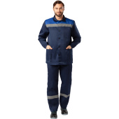 Костюм рабочий летний мужской л16-КБР с СОП синий/васильковый (размер  72-74, рост 194-200)